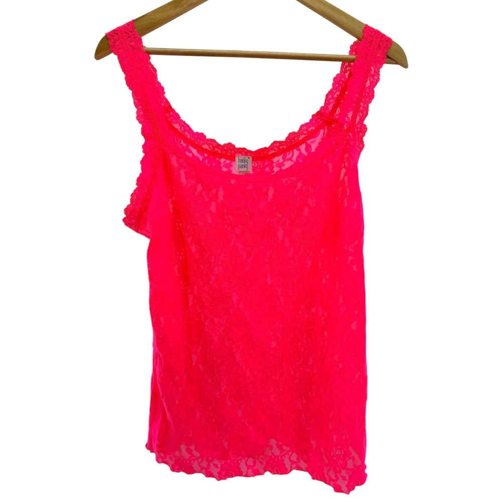 Hanky Panky Signature Lace Camisole Neon Pink Floral Scoop Neck 1X 1390LX USA